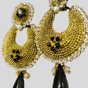 Rajasthani Black Pearl Drop Earrings – Full Shot