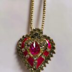 Intricate gold-toned metalwork on the Rajasthani Gold-Plated Heart-Shaped Necklace