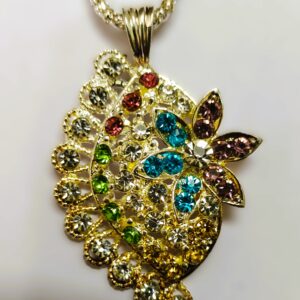 Close-up of the peacock-inspired pendant on the Rajasthani Peacock-Inspired Pendant Necklace