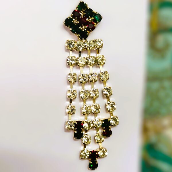 Close-up of the Rajasthani Gold-Plated Necklace Set earrings