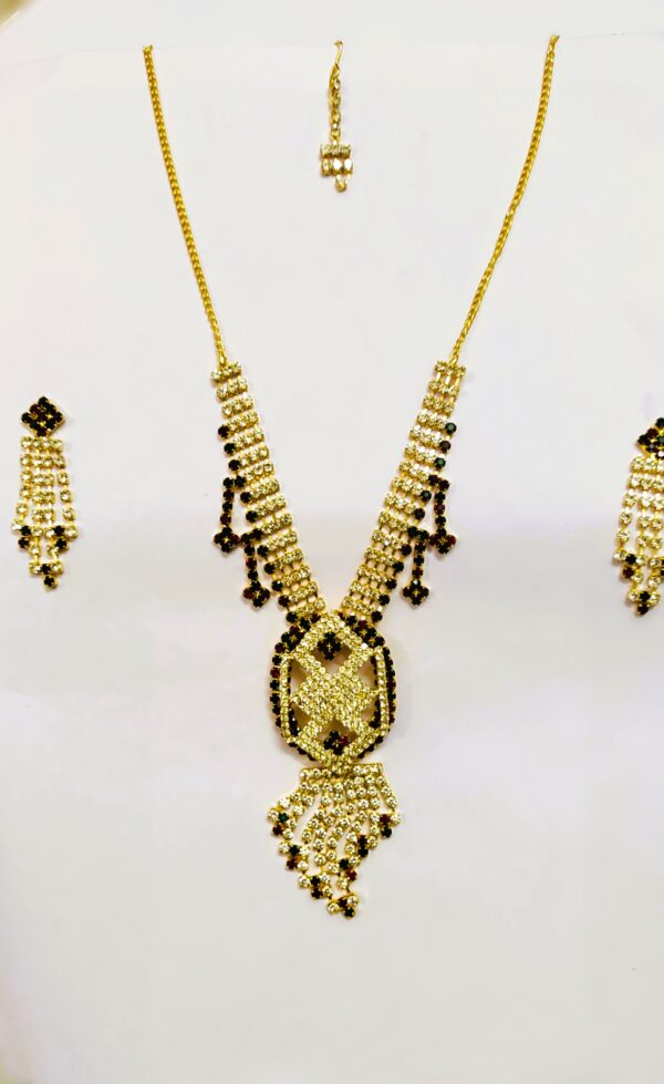 Rajasthani Gold-Plated Floral Necklace Set with vibrant gemstones and gold-toned metalwork