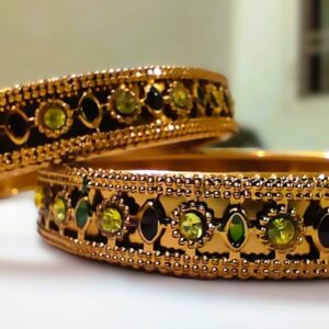 Rajasthani Gold-Plated Pearl and Diamond Kada Bangle Set – Full Shot