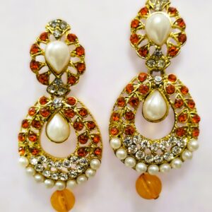 Rajasthani Gold-Plated Drop Earrings worn