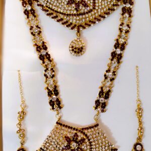 Rajasthani Royal Gold-Plated Bridal Jewelry Set – Crimson and Ivory