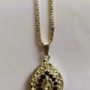 Intricate gold-toned metalwork on the Traditional Indian Gold-Plated Teardrop Pendant Necklace