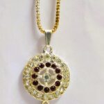 Close-up of the pendant on the Jaipur Gold-Plated Necklace Set