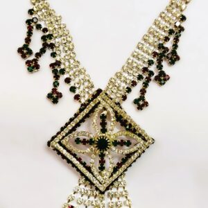 Close-up of the pendant on the Rajasthani Gold-Plated Necklace Set