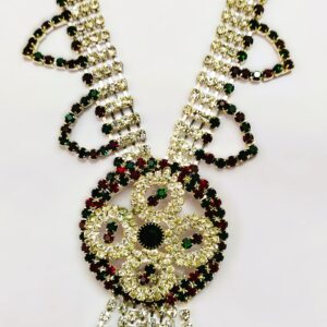 Close-up of the pendant on the Rajasthani Gold-Plated Necklace Set